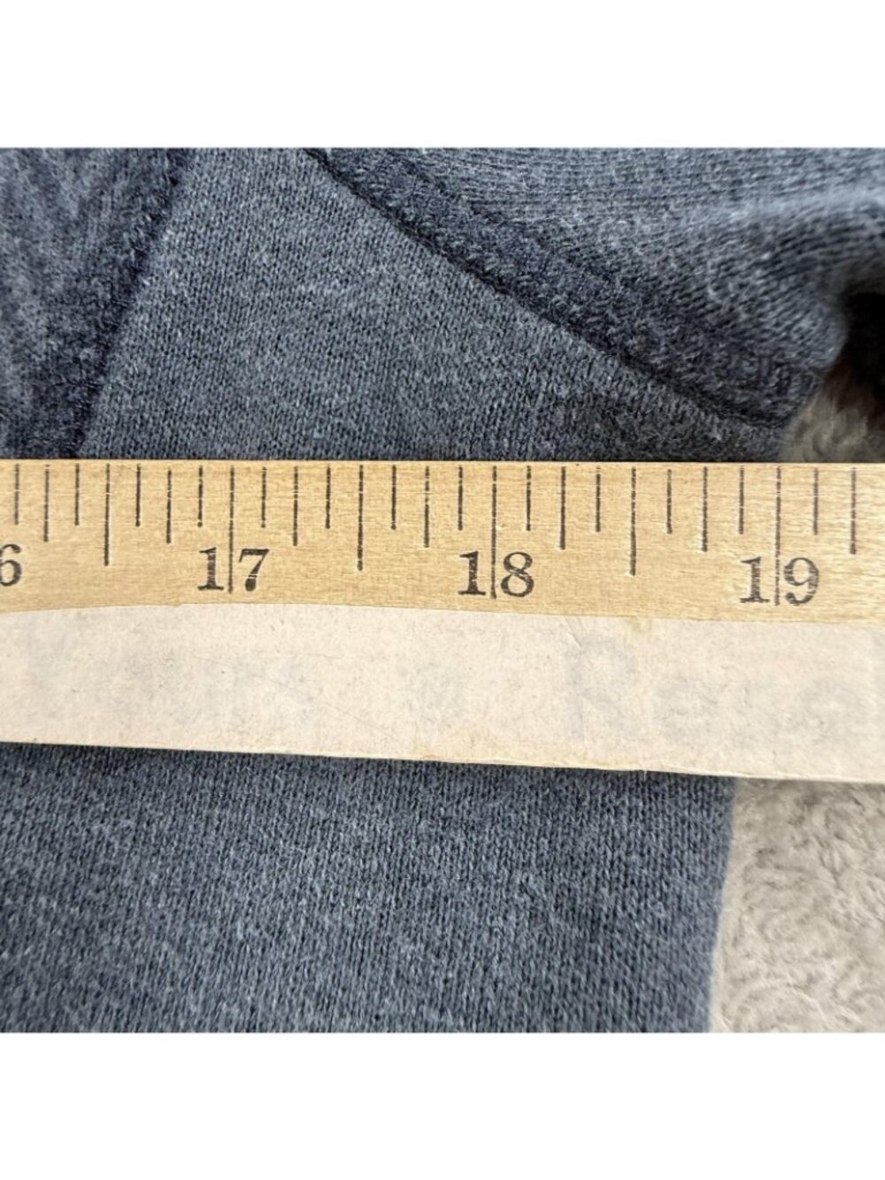 PrAna Hoodie Mens Medium Blue Herringbone Tunic High Neck Pullover Knit Pockets - Picture 9 of 12